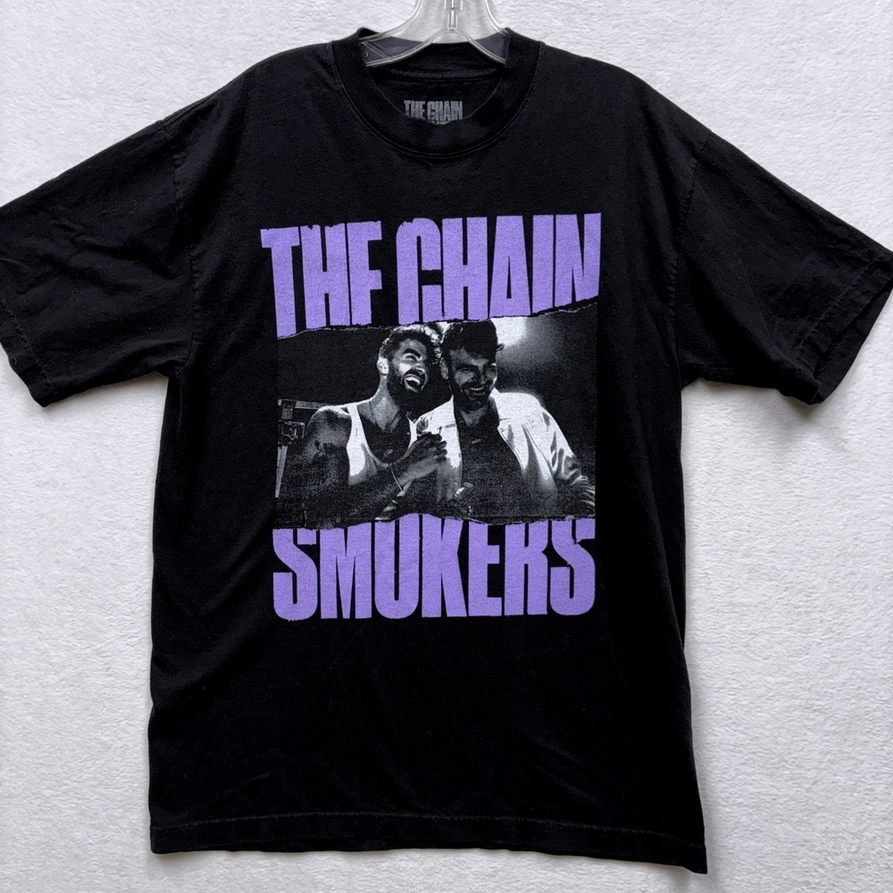 The‎ Chain Smokers Alex Paul & Drew Taggart T-shirt Size M Black DJ Party Tee